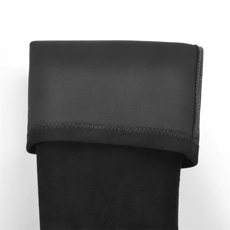 Women Platform Knee High Boots Black Flock High Elastic Spike Heels Side Zipper Lady Big Size Fashion Boots