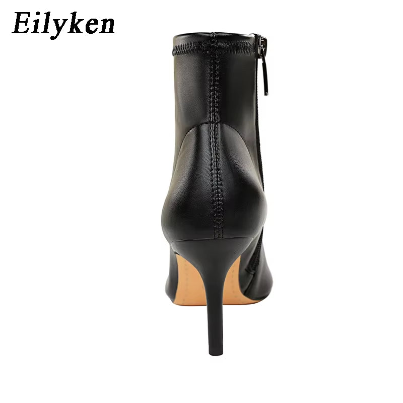 2025 New Women Winter Zipper Ankle Boots Sexy Stiletto High Heels Shoes Fashion Pointed Toe Party Ladies Pumps