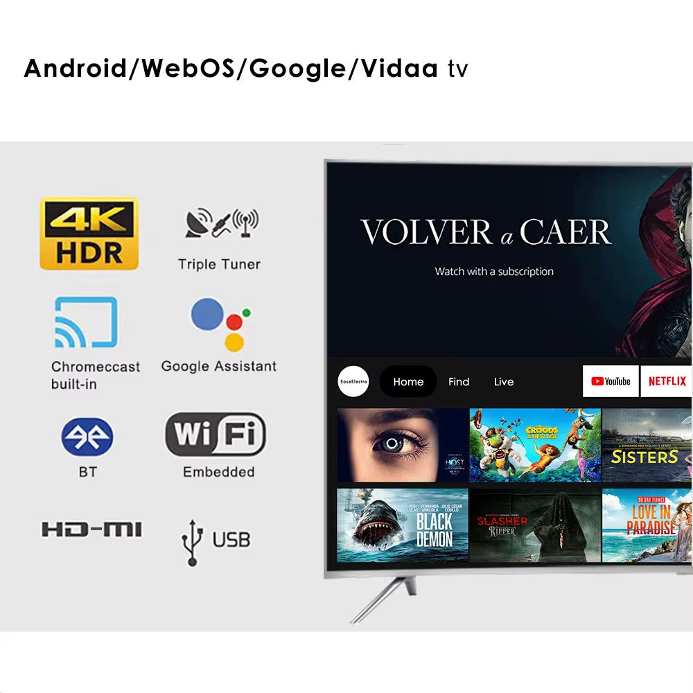Curved Screen Tv 65 Inch Google Webos Android Smart Tv Television 65 Inch 4K UHD LED Tv