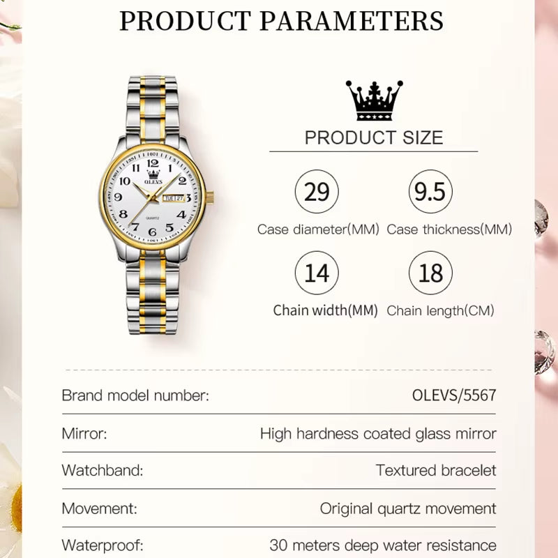 Women'S Wrist Watch Original Luxury Watches for Ladies Waterproof Stainless Steel Quartz Woman Wristwatch Gold 2022 Trend