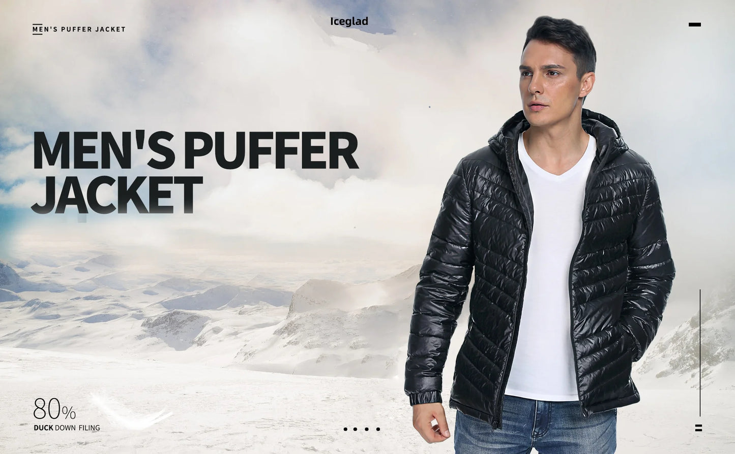 Men'S Packable Insulated Warm Hooded Puffer Long Sleeve down Jacket Winter Coat, Black-L