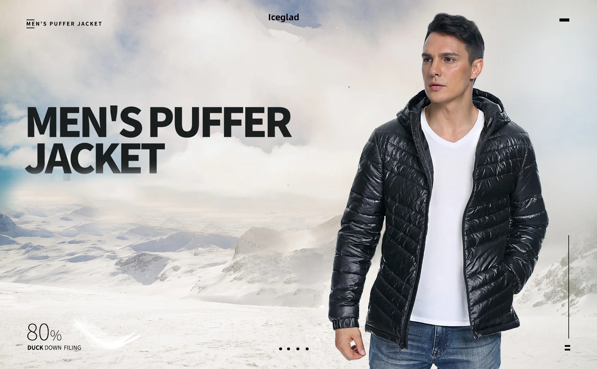 Men'S Packable Insulated Warm Hooded Puffer Long Sleeve down Jacket Winter Coat, Black-L